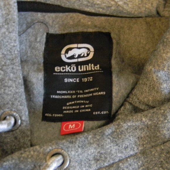 NWT ECKO UNLTD. RHINO LOGO AUTHENTIC MEN'S GRAY PULLOVER HOODIE SWEATSHIRT - Picture 6 of 6